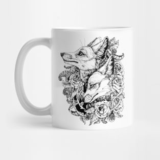 Fox Bloom - Black and White Sticker Mug